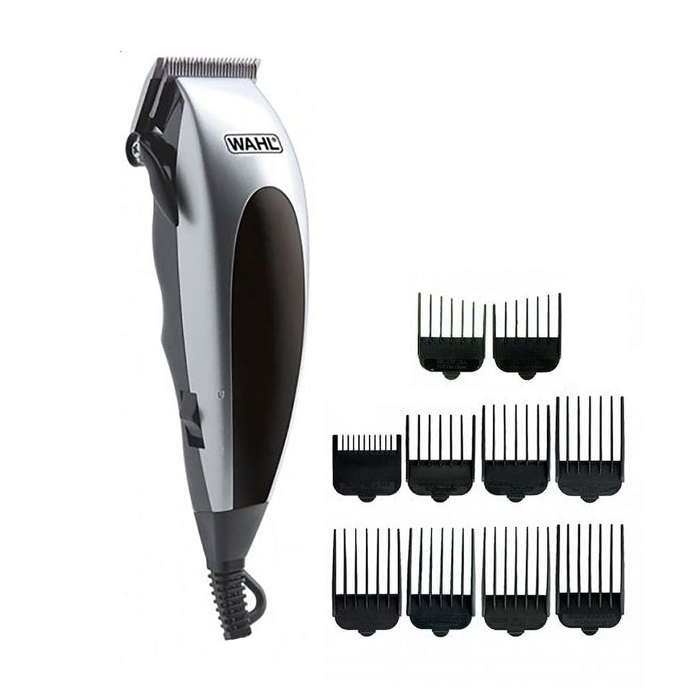 Машинка для стрижки WAHL HomePro Complete Kit 8 насадок, з кейсом, ножицями та гребінцем, чорно-срібляста (09243-2216)